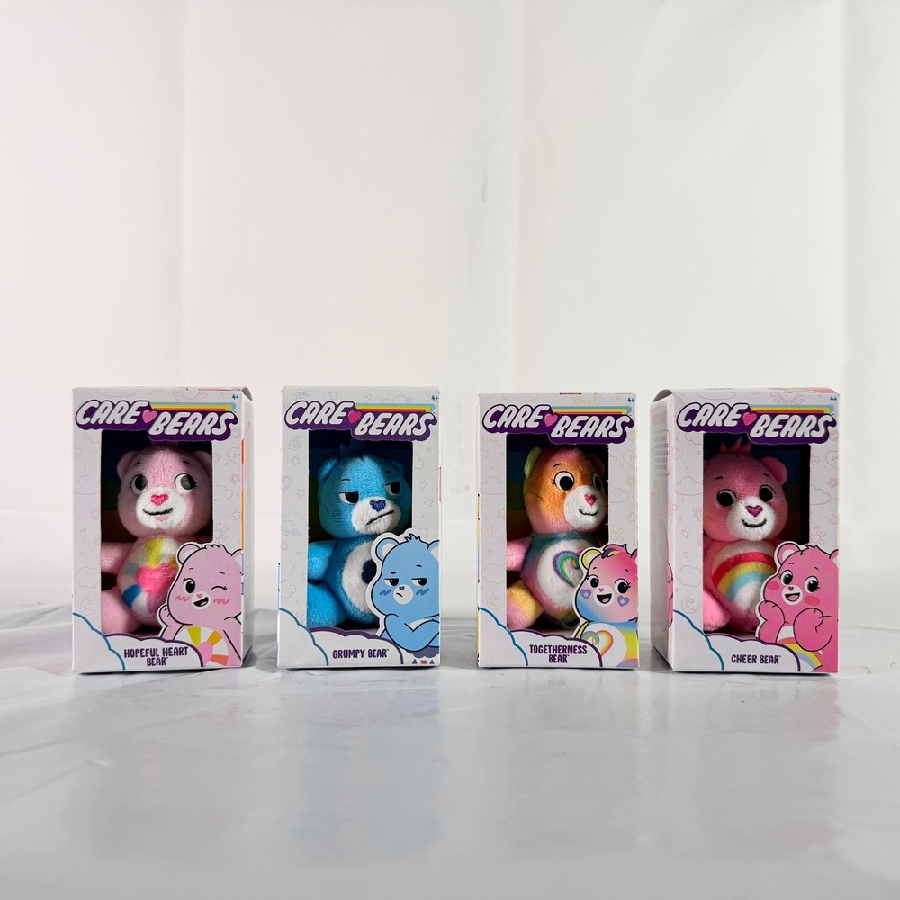 Care Bears Basic Fun Micro Plush Lot of 4 Cheer Grumpy Hopeful Togetherness NIB